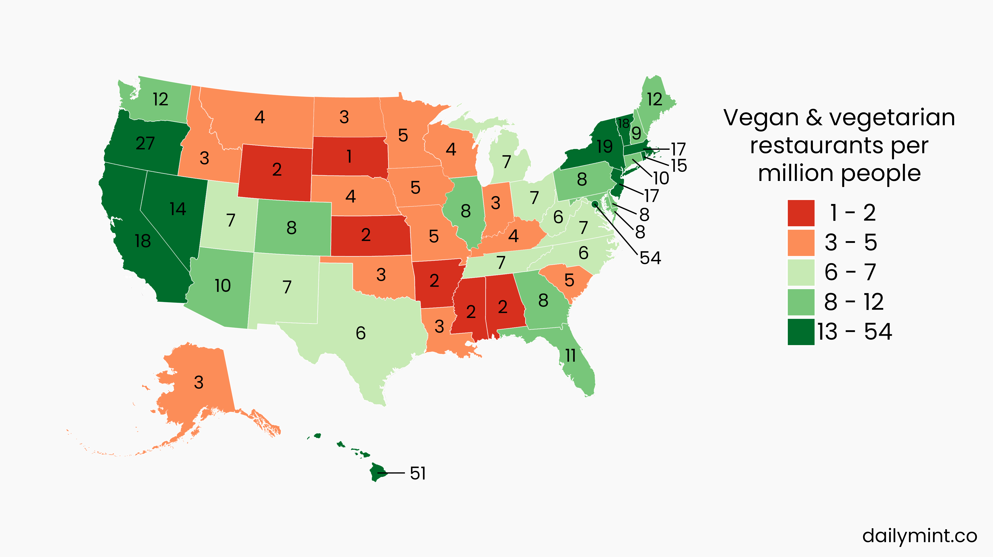 vegan vegetarian us map
